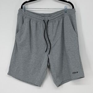 Mitre Mens Gray‎ Athletic Gym Training Shorts Size 2XL Heathered Drawstring